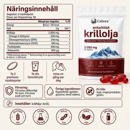 Caliora Antarktisk krillolja 2 000 mg med naturligt astaxantin